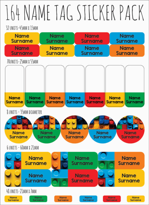 Building Blocks 164 Pack School Labels - Kikki & Franki